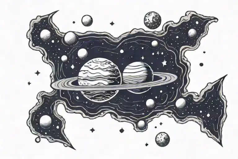 Bipolar disorder, a black hole and space with planets tattoo design idea