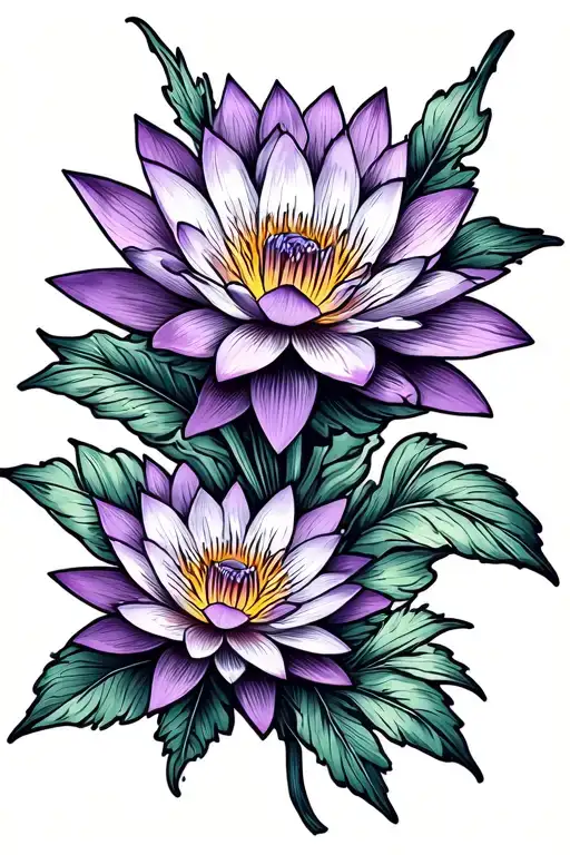 fine line flower tattoo with water lily flower  violet flower  carnation flower tattoo design idea