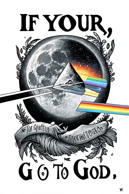 "If your unsure, go to God" dark side of the moon tattoo design idea