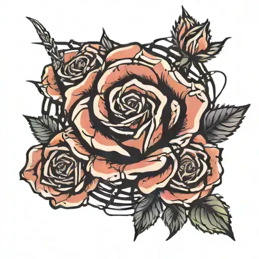 rose and barbed wire tattoo design idea