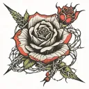 rose and barbed wire tattoo design idea