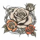 rose and barbed wire tattoo design idea