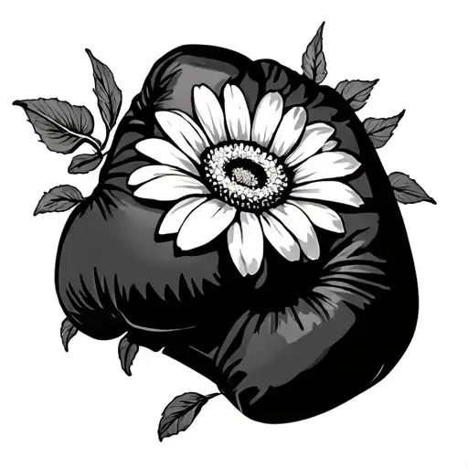 boxing Glove Holding flower tattoo design idea