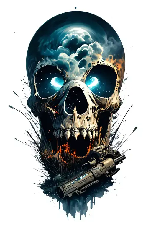 nuclear fallout wasteland ecosystem with endemic tattoo design idea