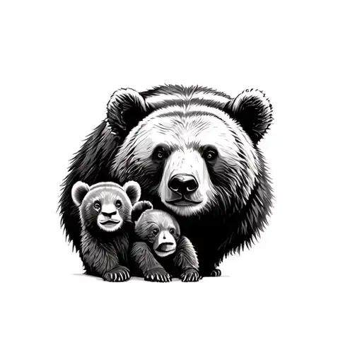 Mama Bear And 2 Cubs tattoo design idea