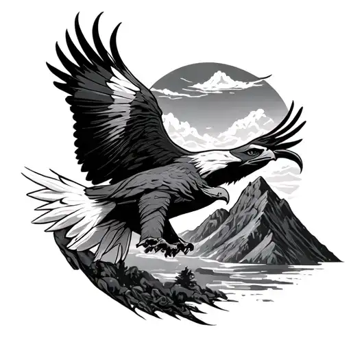 Isaiah 40 31 eagle and runner and mountain tattoo design idea