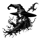 burning witch tattoo design idea