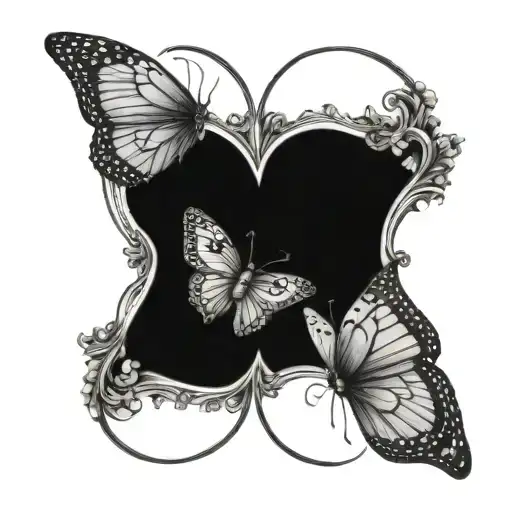 two butterflies, one with broken wings, the other with a semicolon body tattoo design idea