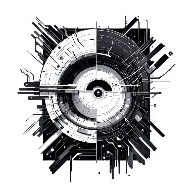 8 fold path cyberpunk circuit tattoo design idea