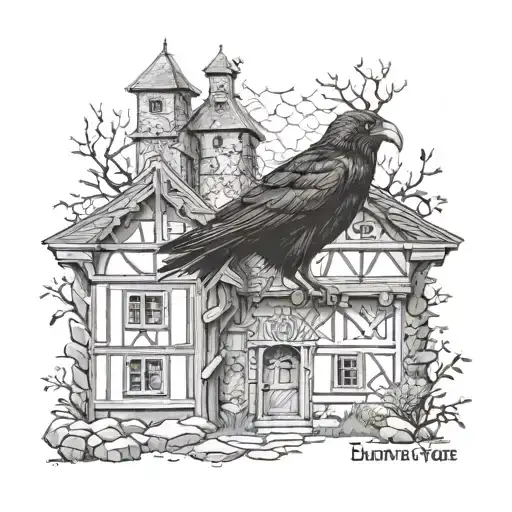 elder veles raven medieval houses runes tattoo design idea