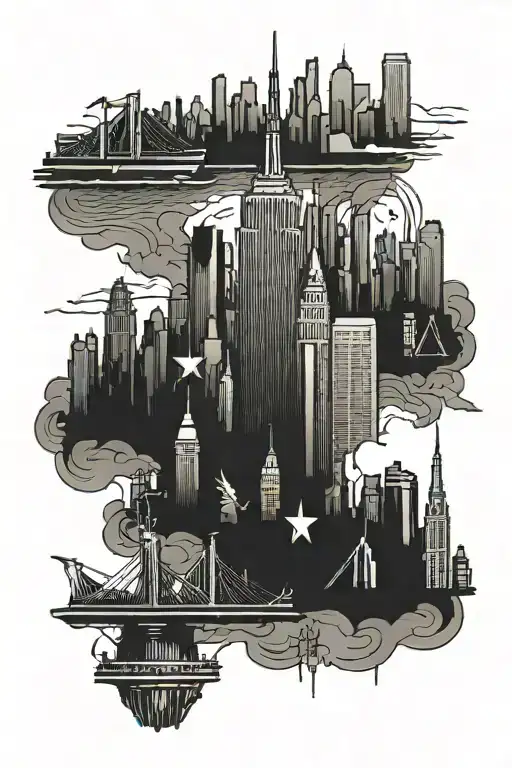 new york skyline tattoo design idea