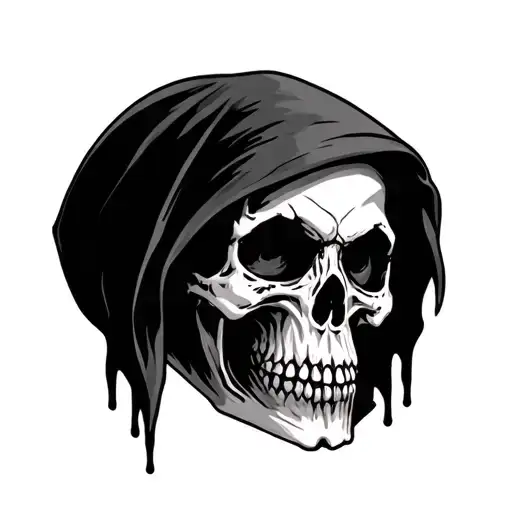 Grim Reaper Skull Mysterious and Dark tattoo design idea