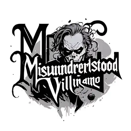 "Misunderstood "  " misunderstood villain tattoo design idea