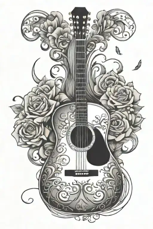 acoustic guitar tattoo design idea