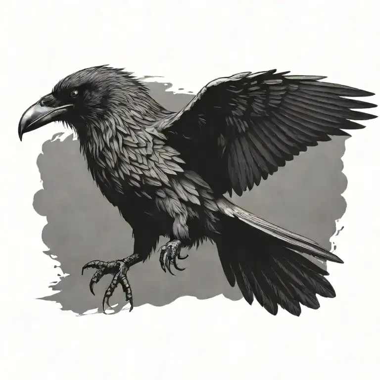 hugin and munin raven flying tattoo design idea
