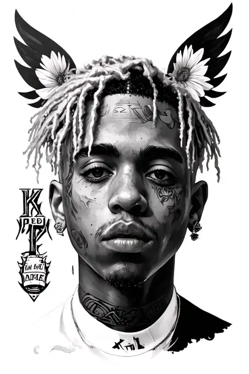 Juice WRLD XXXTentation Lil Peep's face tattoo design idea