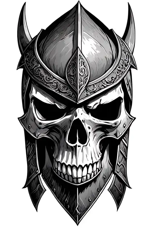 Viking warrior armor skull tattoo design idea