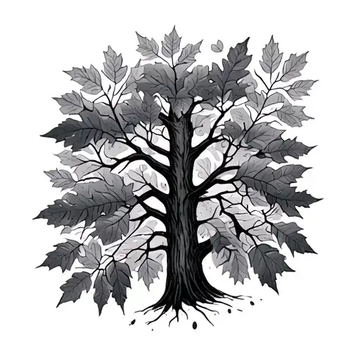 coordibates of wood bright fall leaves and trees tattoo design idea