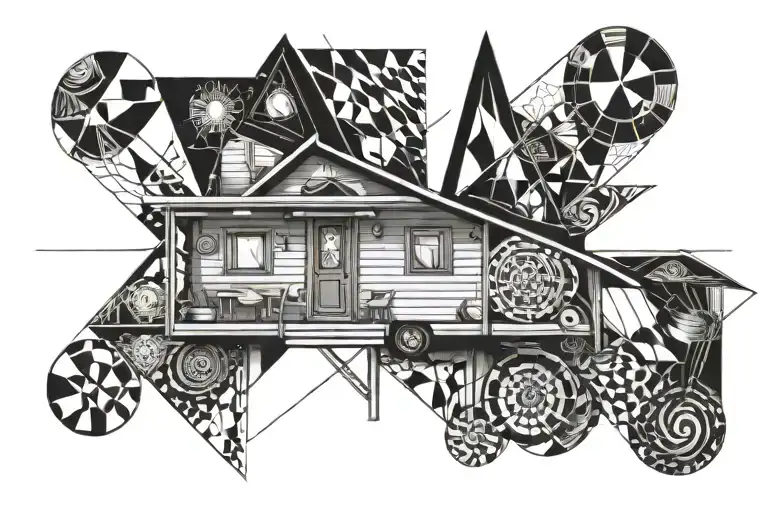 mobile home with roulette tattoo design idea