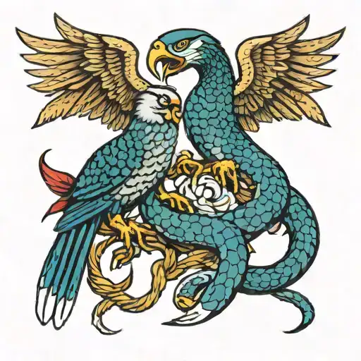 snake and eagle fighting  tattoo design idea