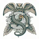 snake and eagle fighting  tattoo design idea