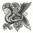 snake and eagle fighting  tattoo design idea