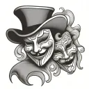 Happy and Sad theatre masks with each having a T or D on it  tattoo design idea