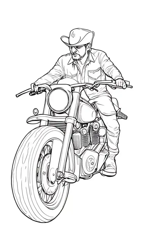 punchy western motorcycle tattoo design idea