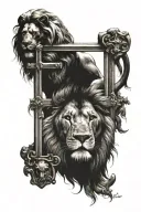 lion with Jesus cross tattoo design idea