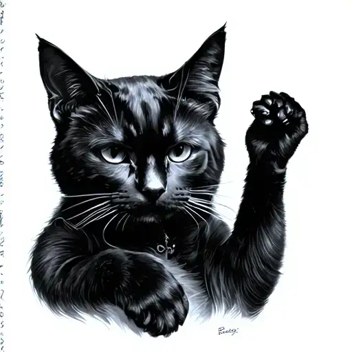edgar allen poe black cat playing tattoo design idea
