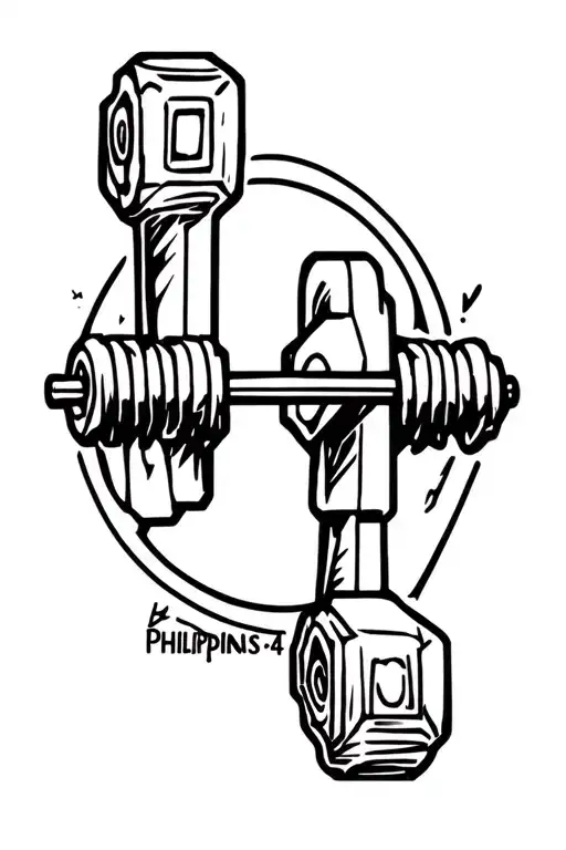 Philippians 4 13 in a dumbbell tattoo design idea