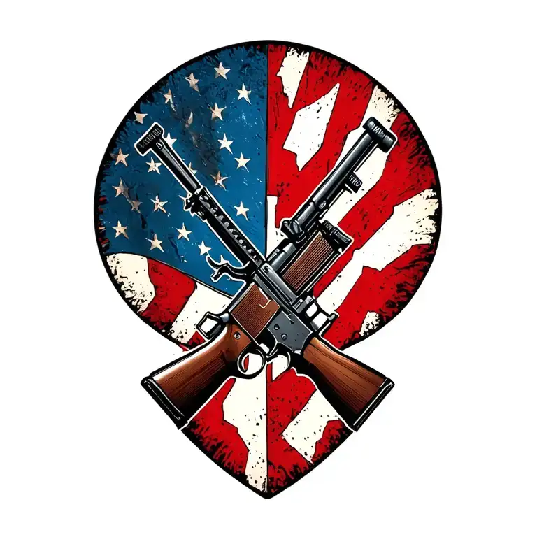 Incorporate the iconic symbol of the US Army infantry crossed rifles in a modern and abstract way tattoo design idea