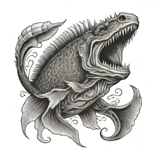 DINOSAUR FISH OIL tattoo design idea
