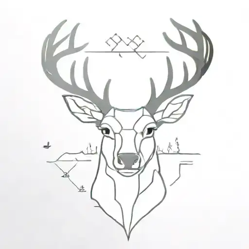 woods deer head tattoo design idea
