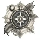 An intricate tattoo featuring a compass and a ship to symbolize your occupation as a seaman and passion for traveling tattoo design idea