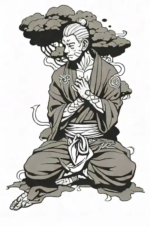naruto meditating monk aligned tattoo design idea