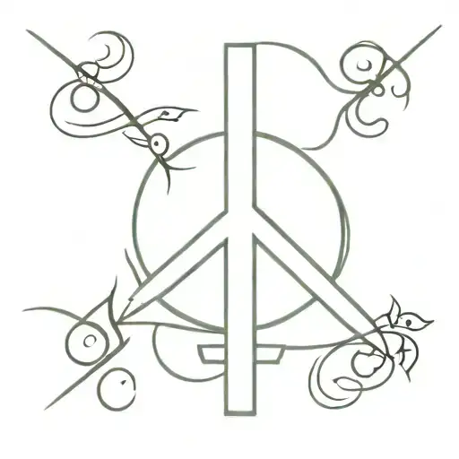 Cross and one eye with Japanese love and peace sign tattoo design idea