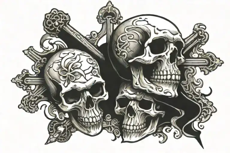 Skulls, cross, grimreaper tattoo design idea