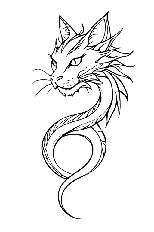 dragon cat tattoo design idea