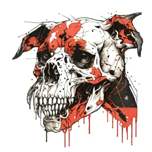 dog skull tattoo design idea
