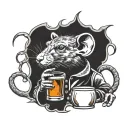 Whisky Drinking Rat King tattoo design idea