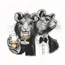 Whisky Drinking Rat King tattoo design idea