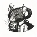 Whisky Drinking Rat King tattoo design idea