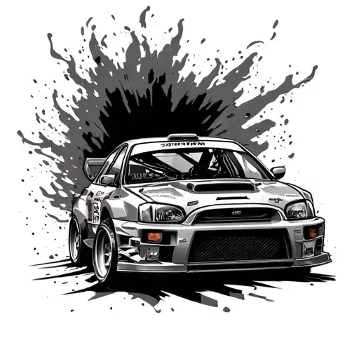 impreza gt 555 rally car speeding tattoo design idea