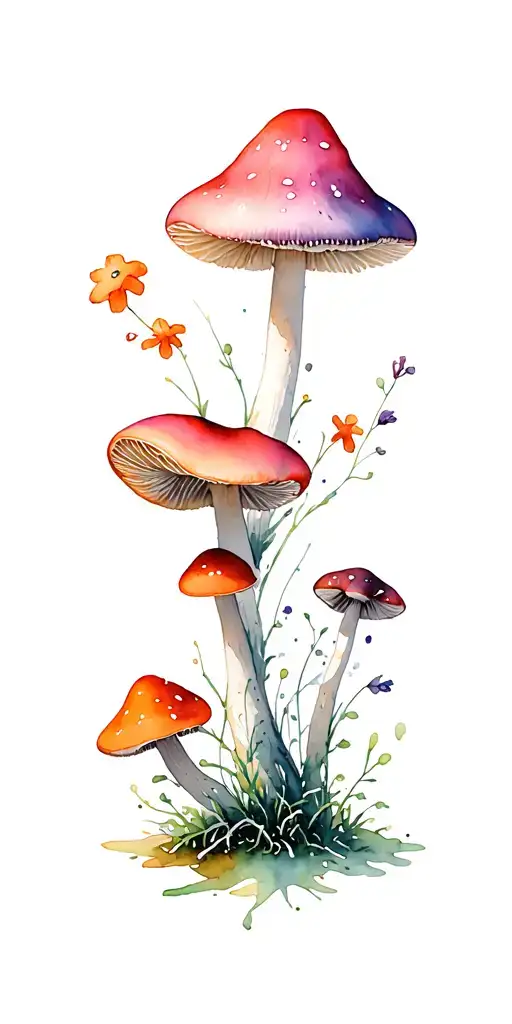 Mushrooms expanding tattoo design idea