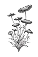 Stencil mushrooms flowers insects tattoo design idea