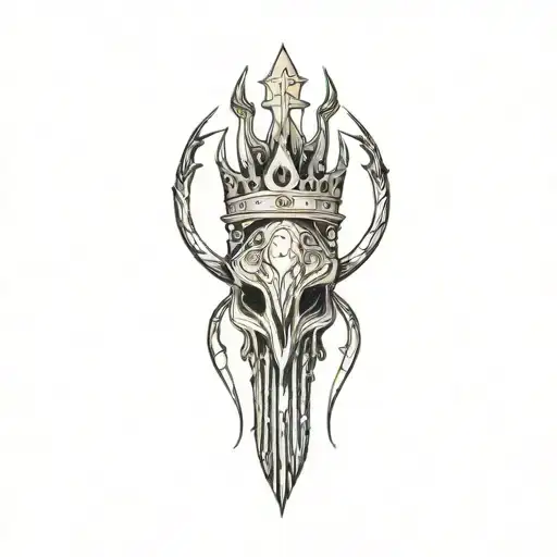 hollow knight dream nail cross with crown tattoo design idea
