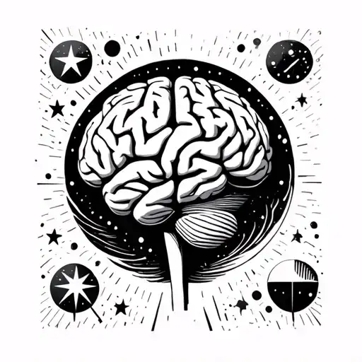 brain and star sign tattoo design idea