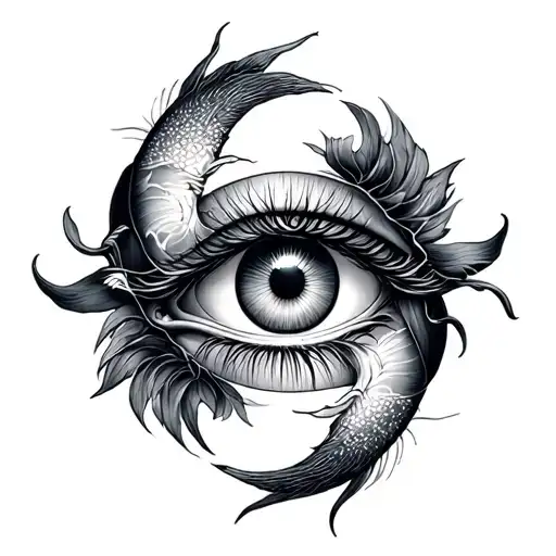 Taurus and Pisces intertwined with the enlightened eye tattoo design idea