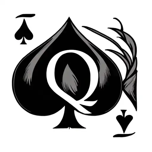 black spade card symbol, with Q in the centre tattoo design idea